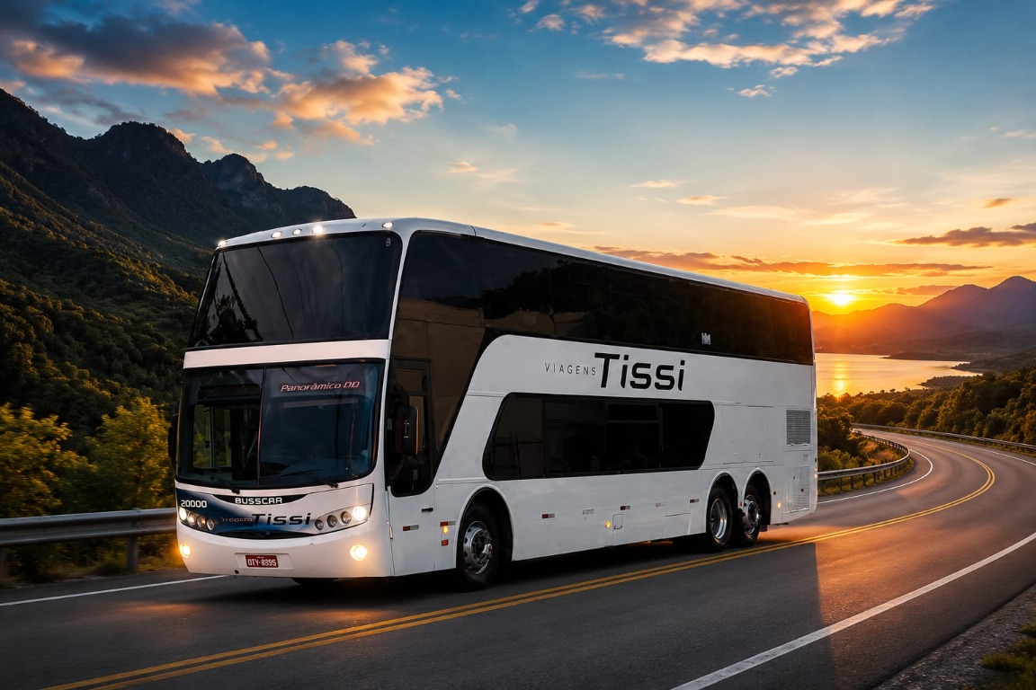 Assentos de ônibus leito da Viagens Tissi em cabine confortável