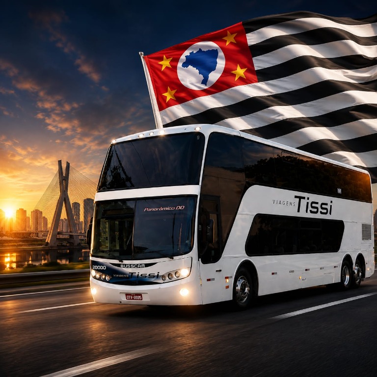 Ônibus da Viagens Tissi para viagem de compras no Brás